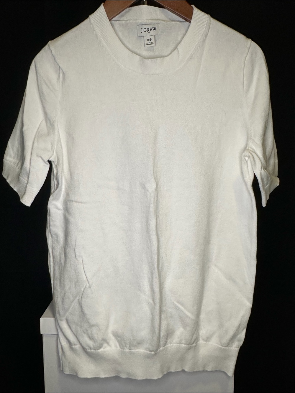 J. Crew White Short Sleeve Crewneck Sweater